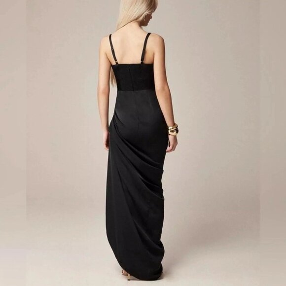 J.Crew Collection asymmetrical ruched dress in stretch satin - Picture 2 of 7